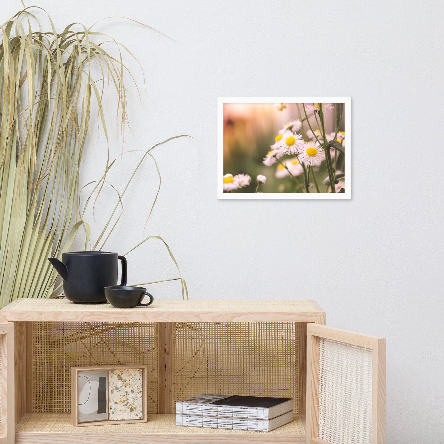 Philadelphia Fleabane Cluster Softened Floral Nature Photo Framed Wall Art Print