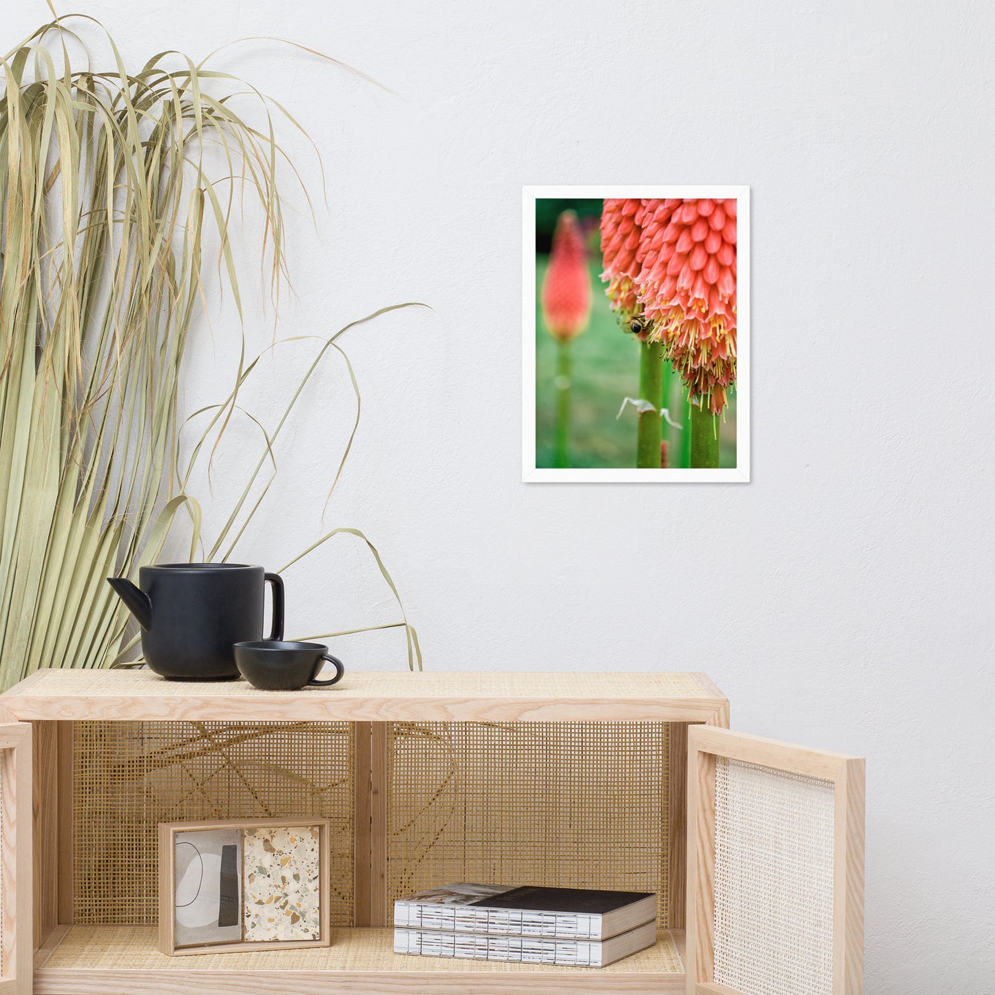 Red Hot Pokers Floral Nature Photo Framed Wall Art Print