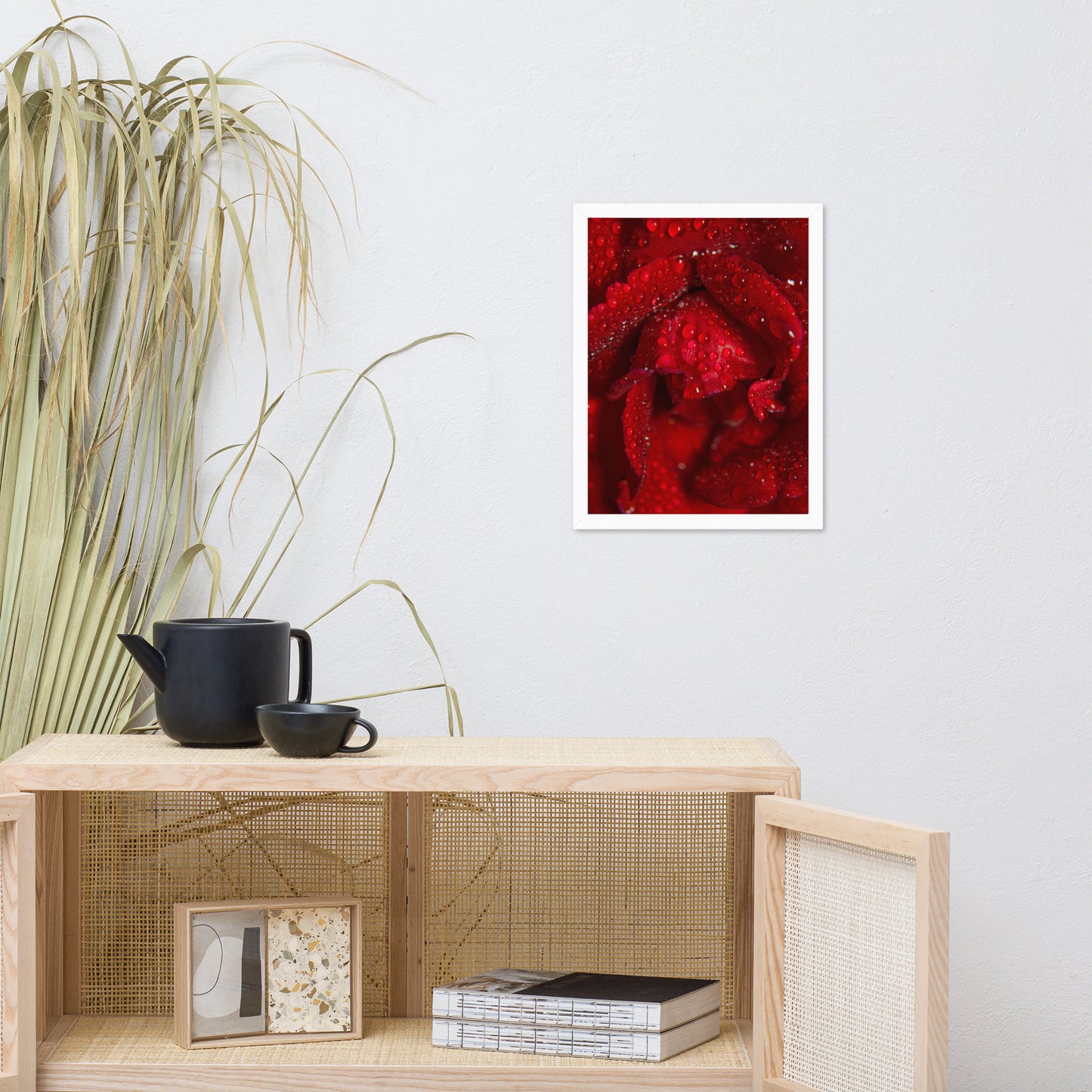 Royal Red Rose Floral Nature Photo Framed Wall Art Print