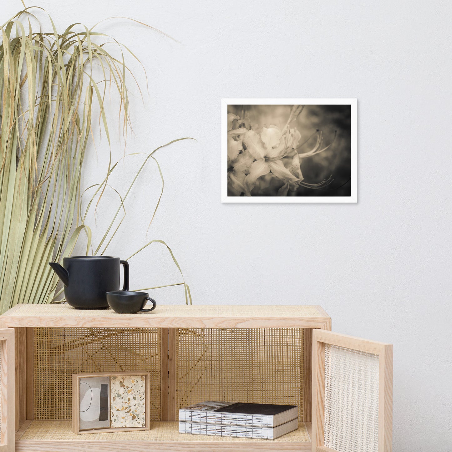 Sepia Aged Rhododendron Blooms Floral Nature Photo Framed Wall Art Print