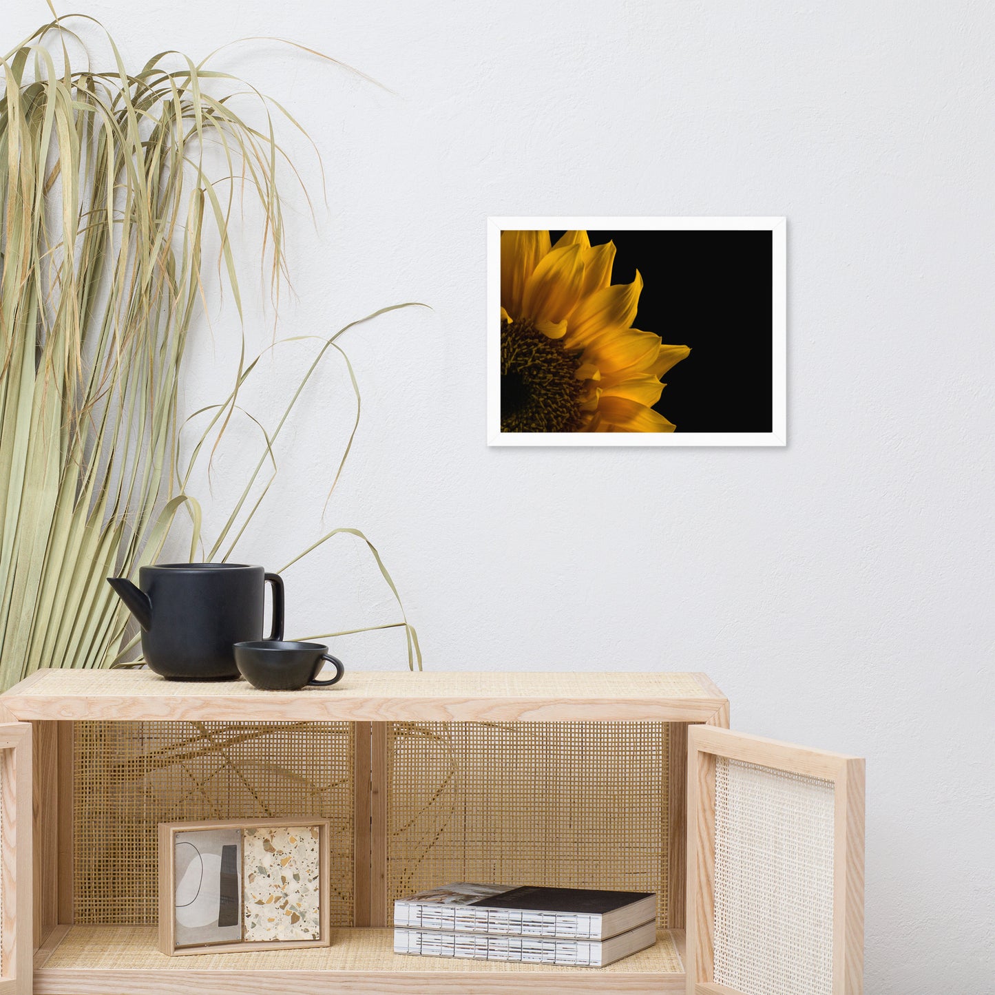 Sunflower in Corner Floral Nature Photo Framed Wall Art Print