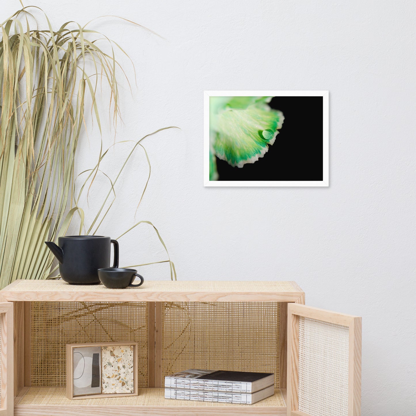 Water Droplet on Carnation Petal Floral Nature Photo Framed Wall Art Print