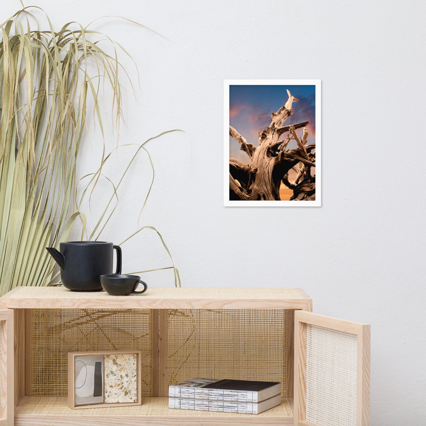 Wilted Cypress Tree and Sunrise Nature Photo Framed Wall Art Prints