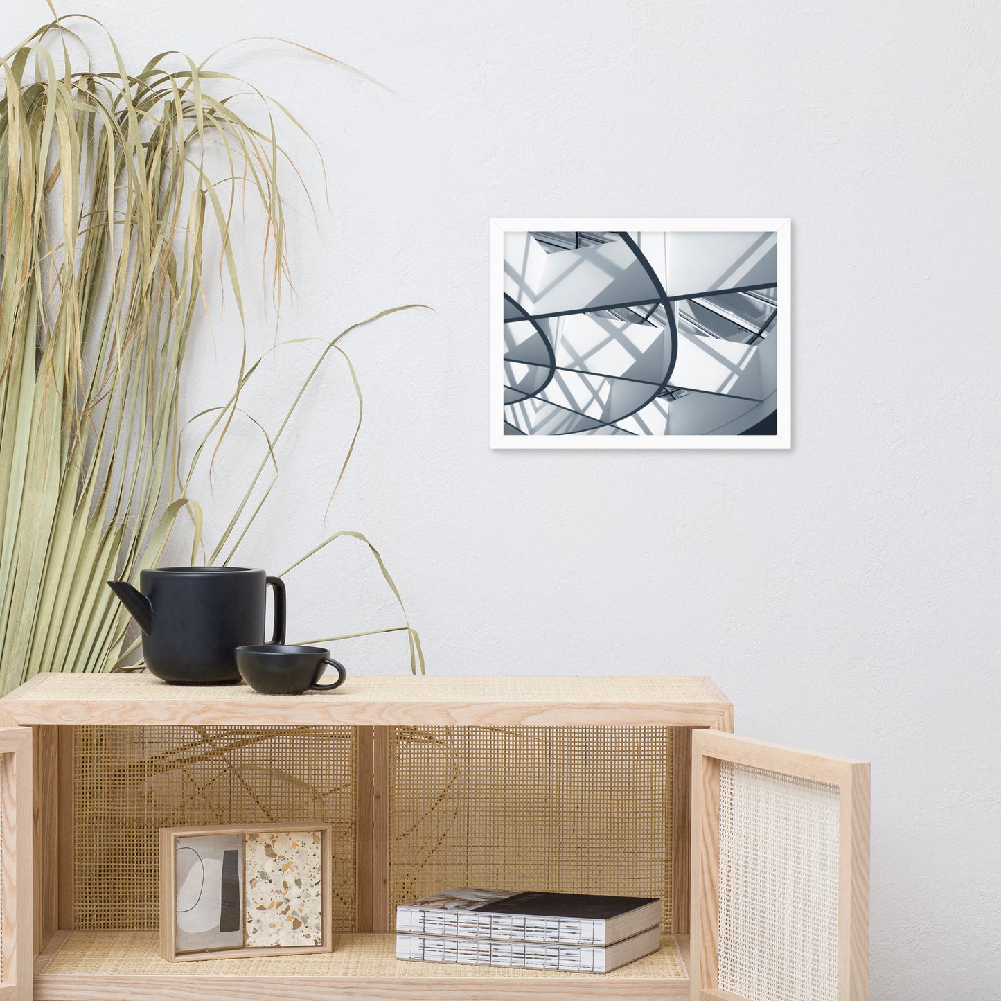 Interwoven Lines Colorized Architectural Photograph Framed Wall Art Print