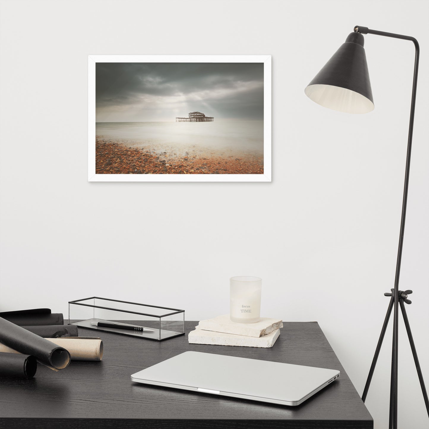 Wall Art For Home Library: Abandoned West Pier Warming Matte Effect - Coastal / Seascape / Nature / Landscape Photo Framed Wall Art Print - Wall Decor - Artwork
