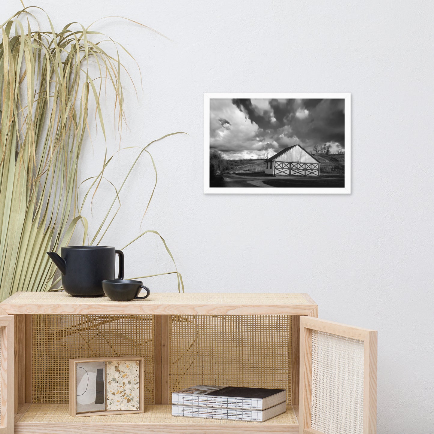 Master Bedroom Wall Art: Aging Barn in the Morning Sun in Black and White - Rural / Country Style Landscape / Nature Photograph Framed Wall Art Print - Wall Decor - Artwork