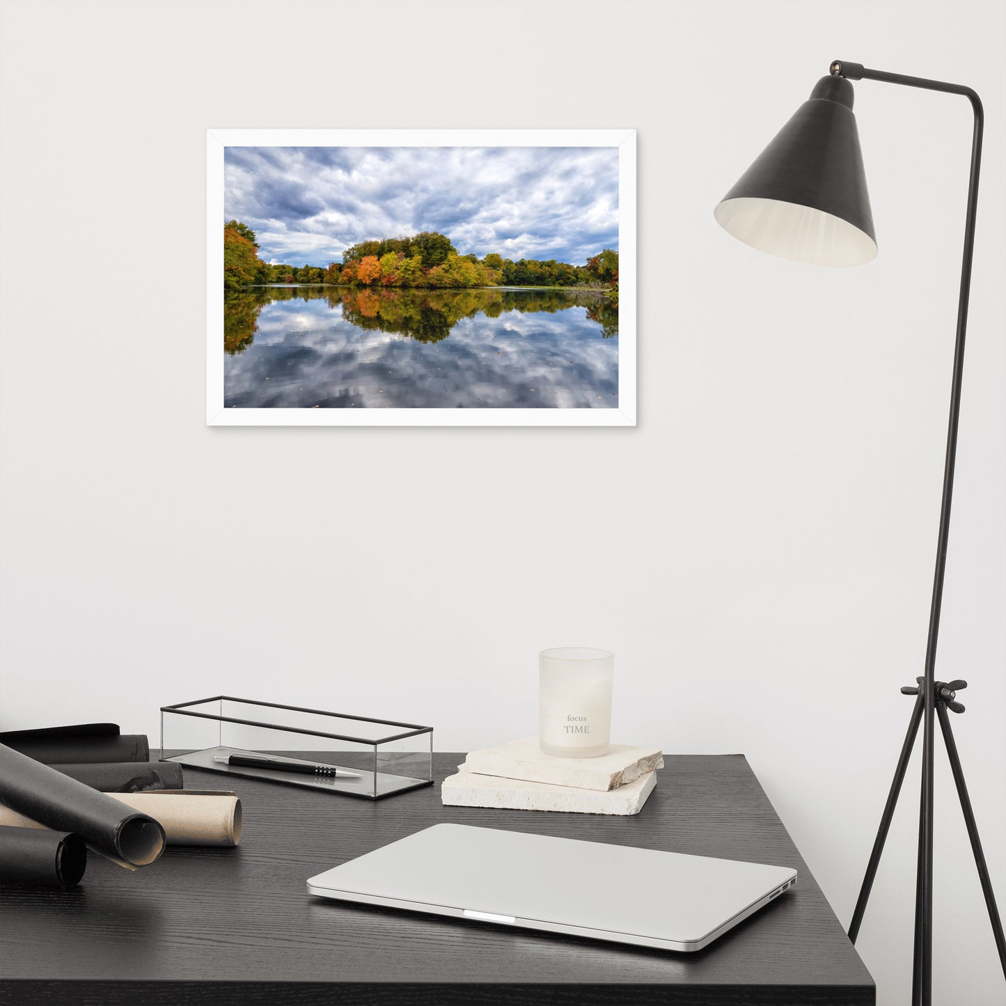 Wall Art For Home Office Space: Autumn Reflections - Rural / Country / Farmhouse Style Landscape / Nature Photograph Framed Wall Art Print - Artwork