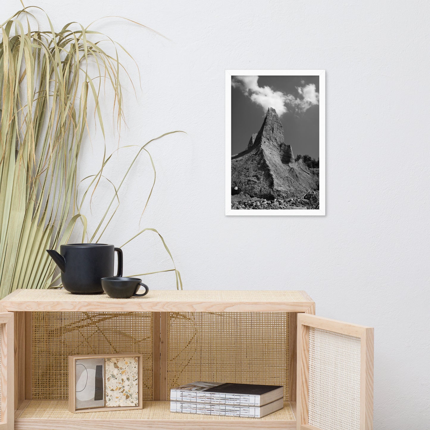 Chimney Bluff Black and White Landscape Framed Photo Paper Wall Art Prints