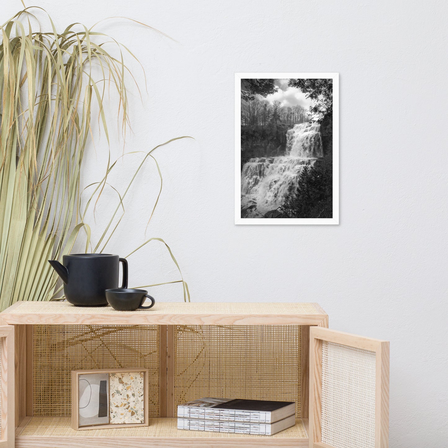 Chittenango Waterfall in Black and White Framed Photo Wall Art Prints