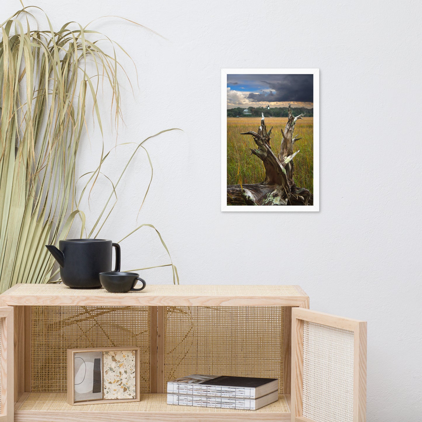 Dead Tree and Amelia Lighthouse Coastal Landscape Photo Framed Wall Art Prints