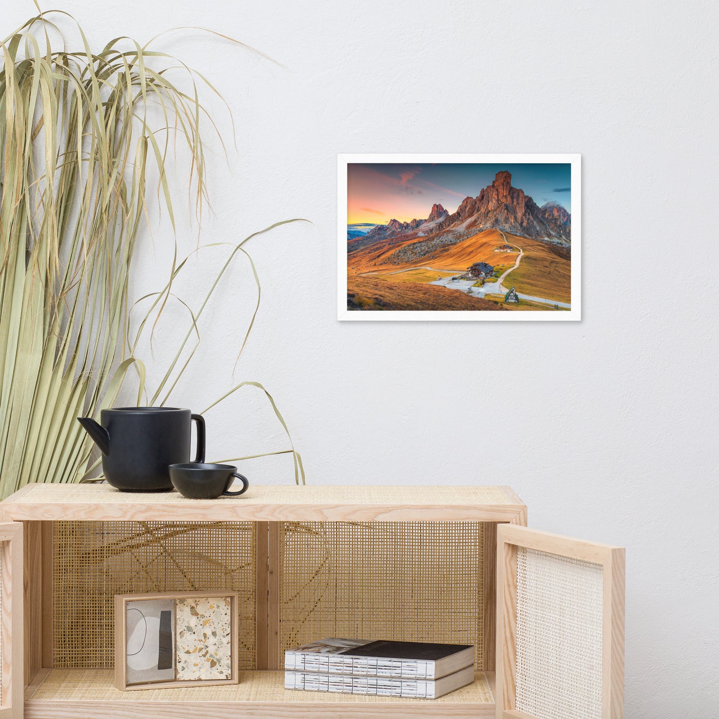 Majestic Sunset and Alpine Mountain Pass Framed Photo Paper Wall Art Prints