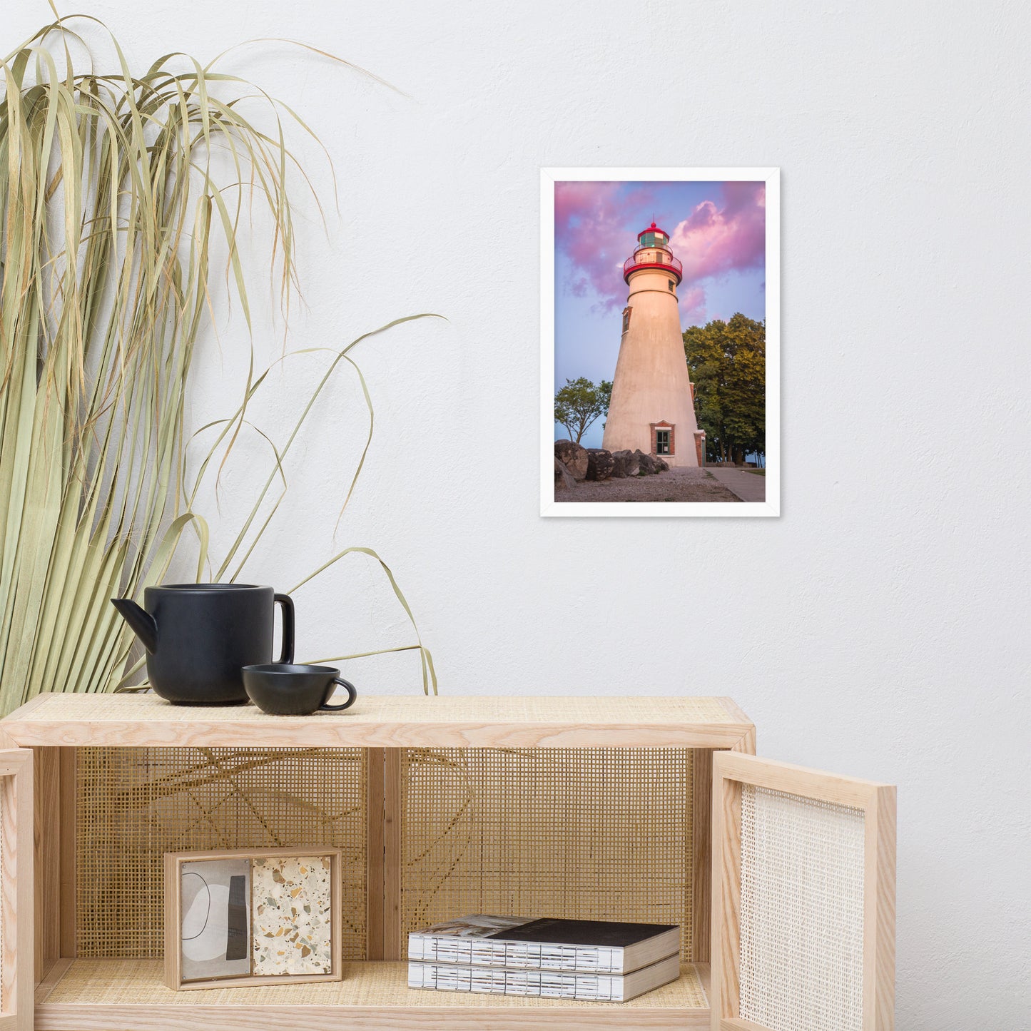 Marblehead Lighthouse at Sunset Landscape Framed Photo Paper Wall Art Prints