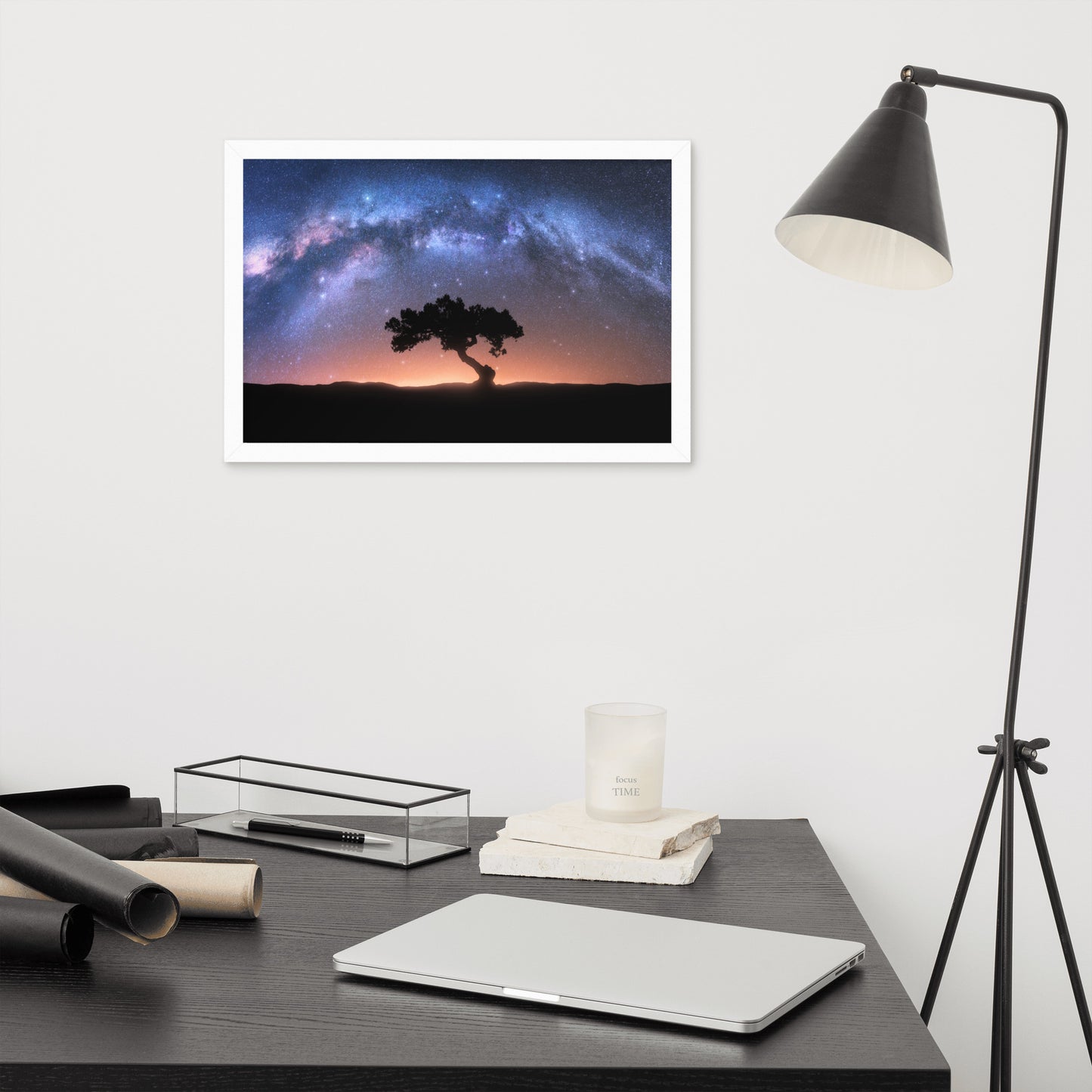 Solitary Sentinel Milky Way Arch and Tree Night Galaxy Framed Wall Art Prints