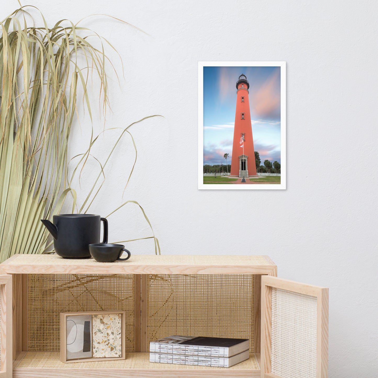 Ponce De Leon Lighthouse and Sunset Landscape Photo Framed Wall Art Print