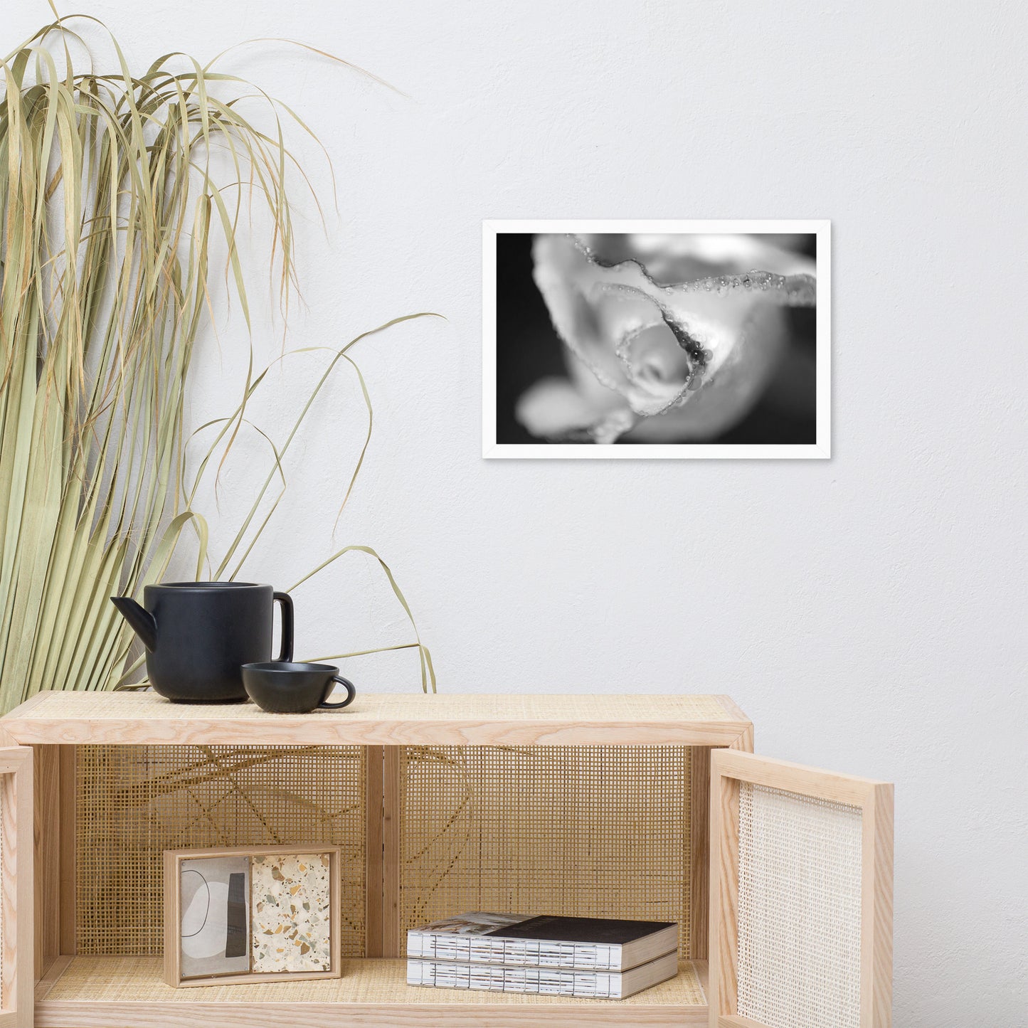 Infrared Rose Black and White Floral Nature Photo Framed Wall Art Print