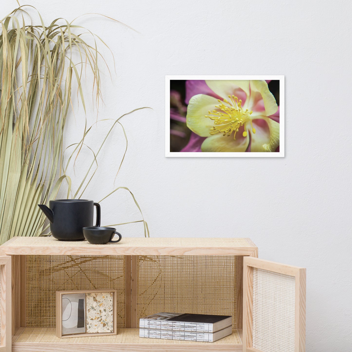 Delicate Columbine Floral Nature Photo Framed Wall Art Print