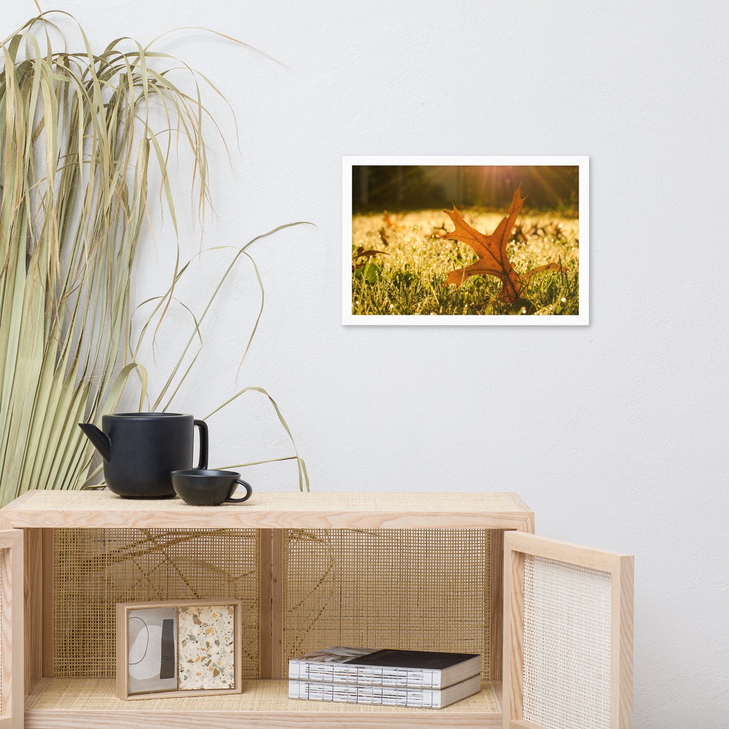 Fall Leaf in Morning Sun Botanical Nature Photo Framed Wall Art Print