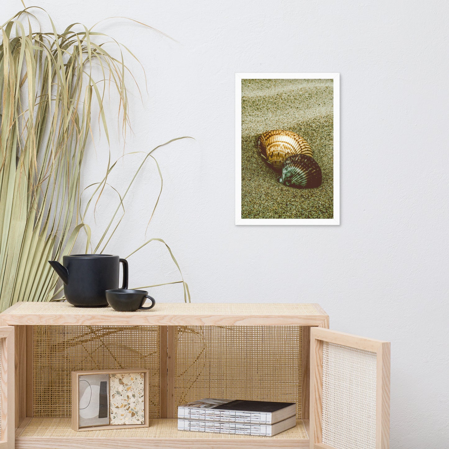 Dreamy Beach Sea Shells Coastal Nature Photo Framed Wall Art Print