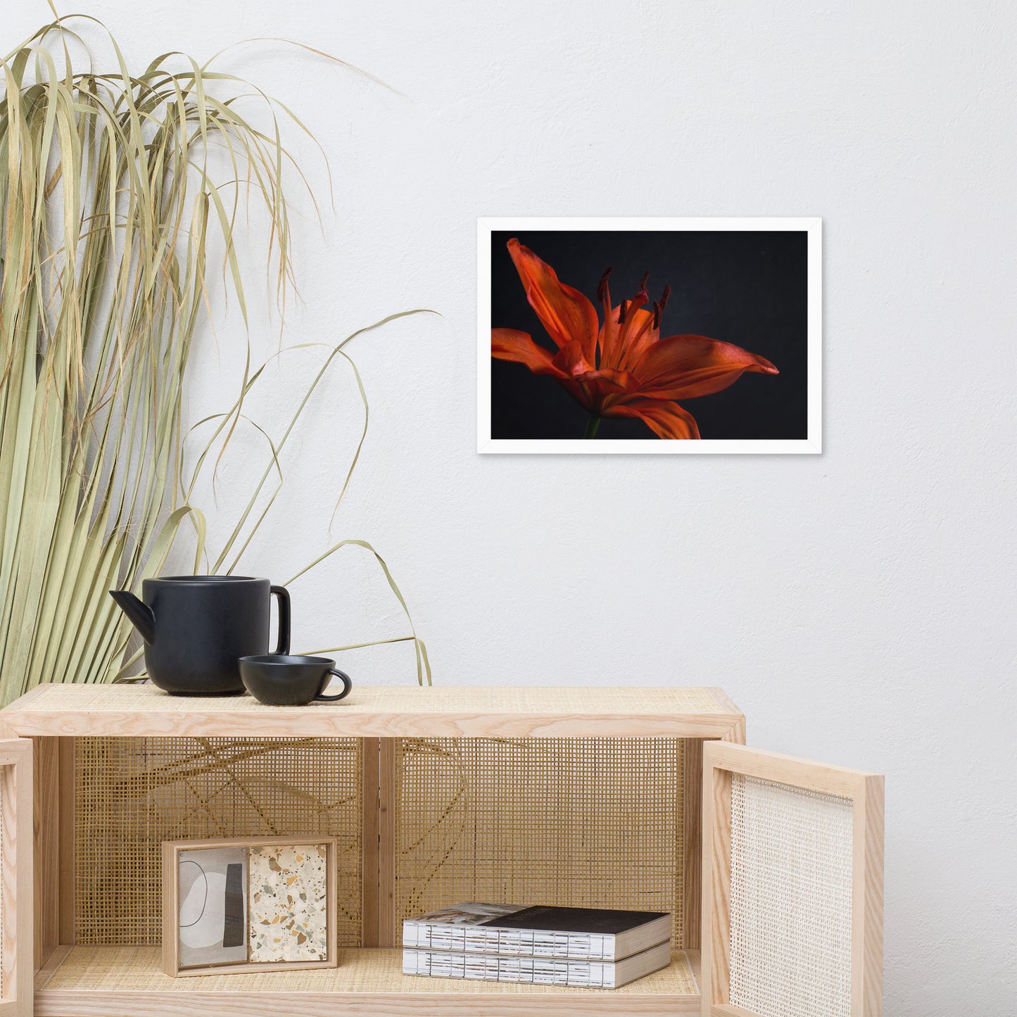 Orange Lily with Back light Floral Nature Photo Framed Wall Art Print