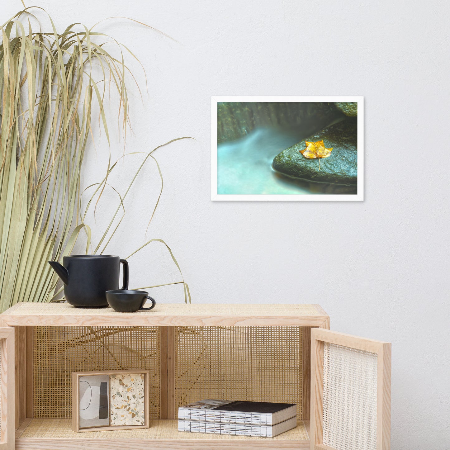 Misty Leaf Botanical Nature Photo Framed Wall Art Print