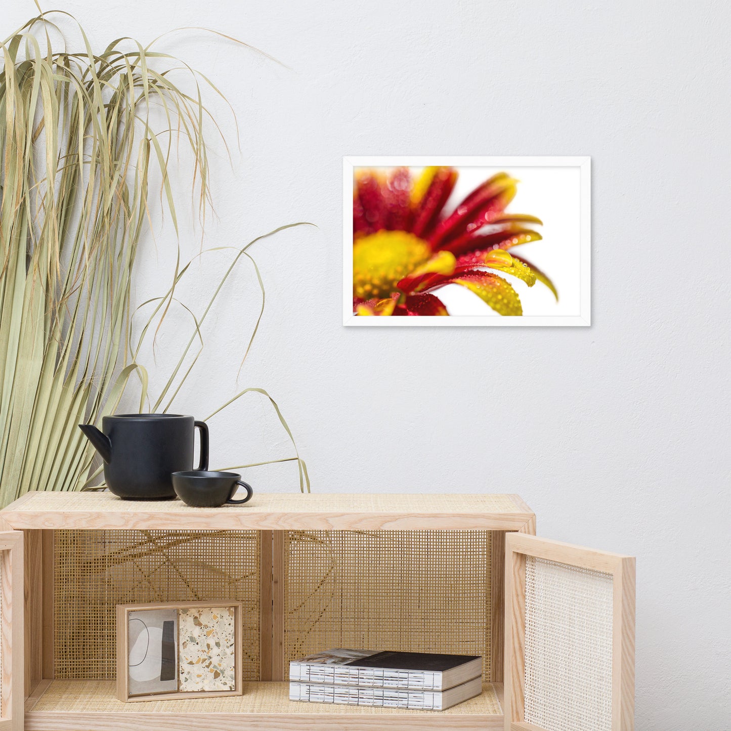 Water Droplets On Mum Petals Floral Nature Photo Framed Wall Art Print