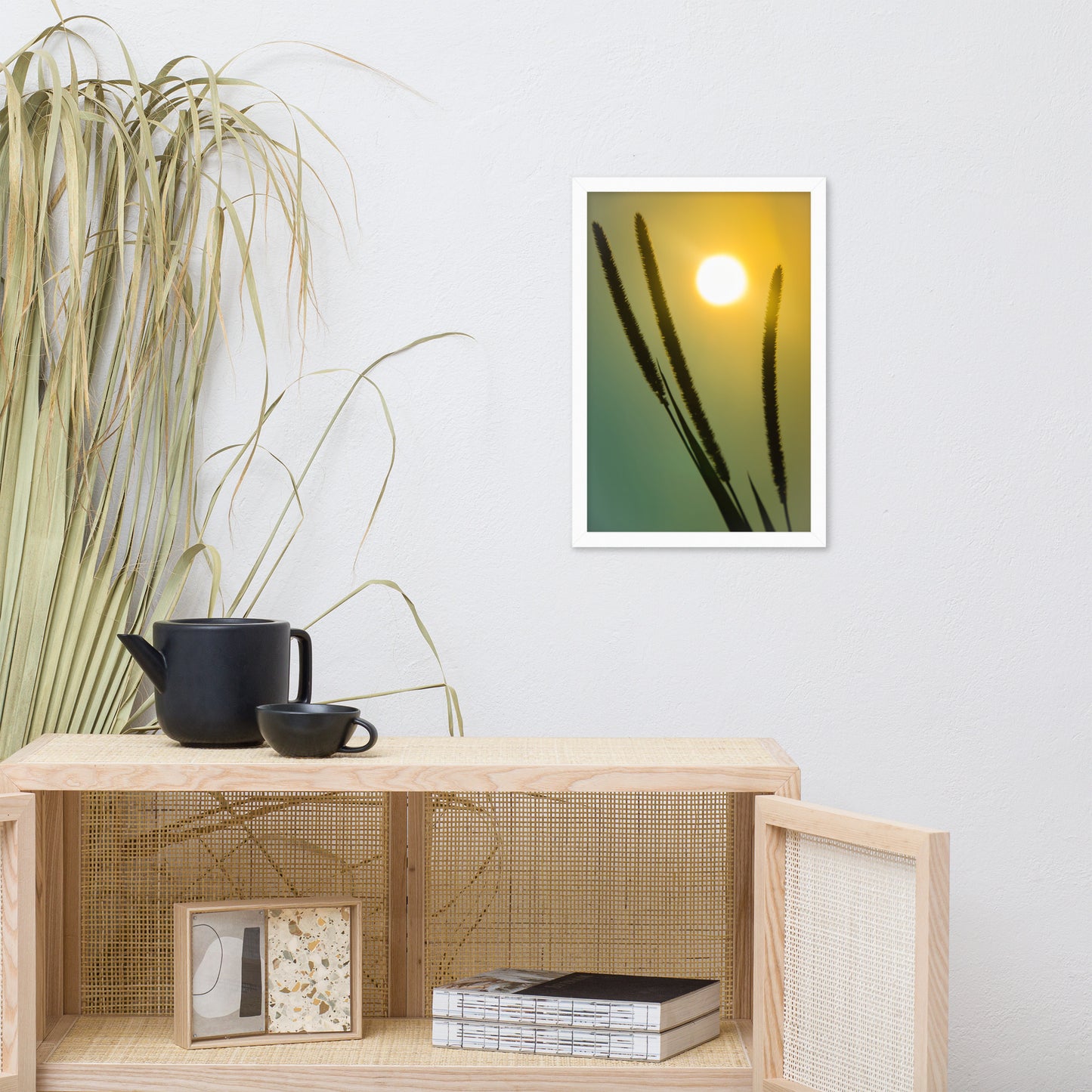 Silhouettes in Sunset Botanical Nature Photo Framed Wall Art Print