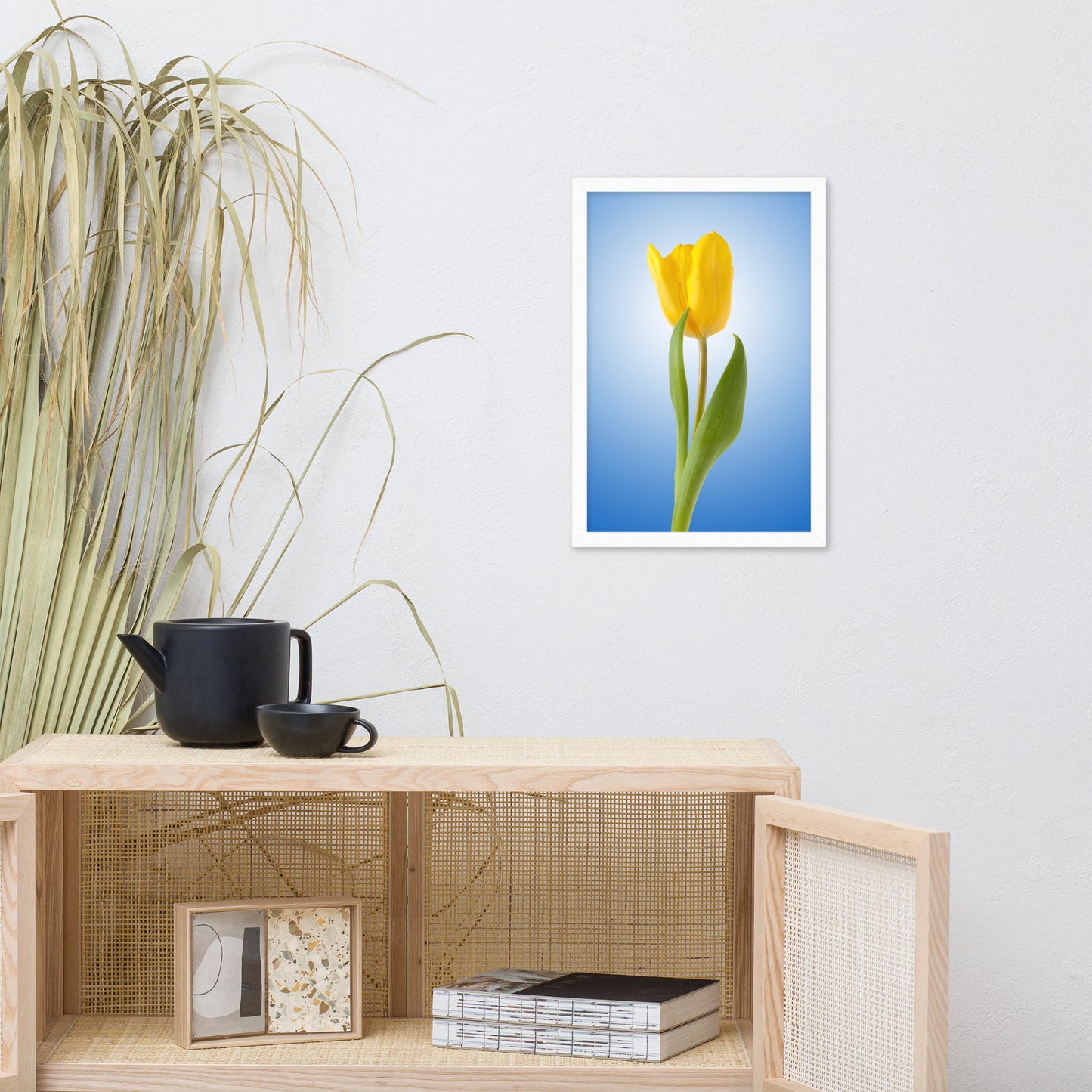 Yellow Tulip Minimal Floral Nature Photo Framed Wall Art Print