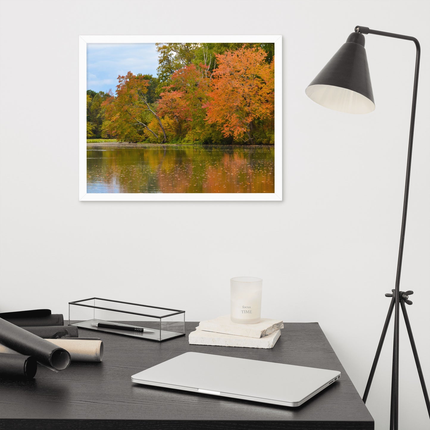 Rustic Framed Artwork: Autumn Tree Line - Rural / Country Style Landscape / Nature Photograph Framed Wall Art Print - Wall Decor - Artwork