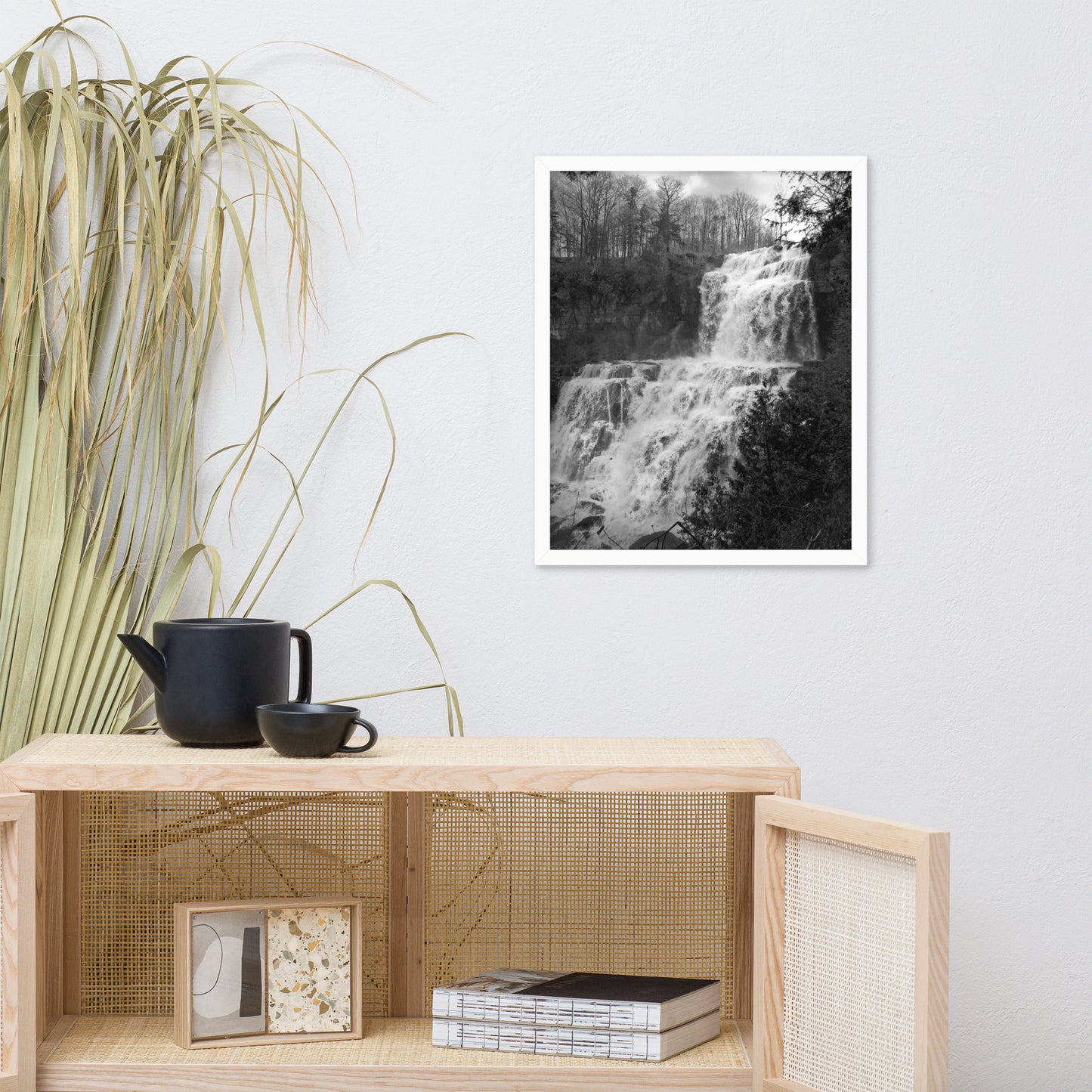 Chittenango Waterfall in Black and White Framed Photo Wall Art Prints