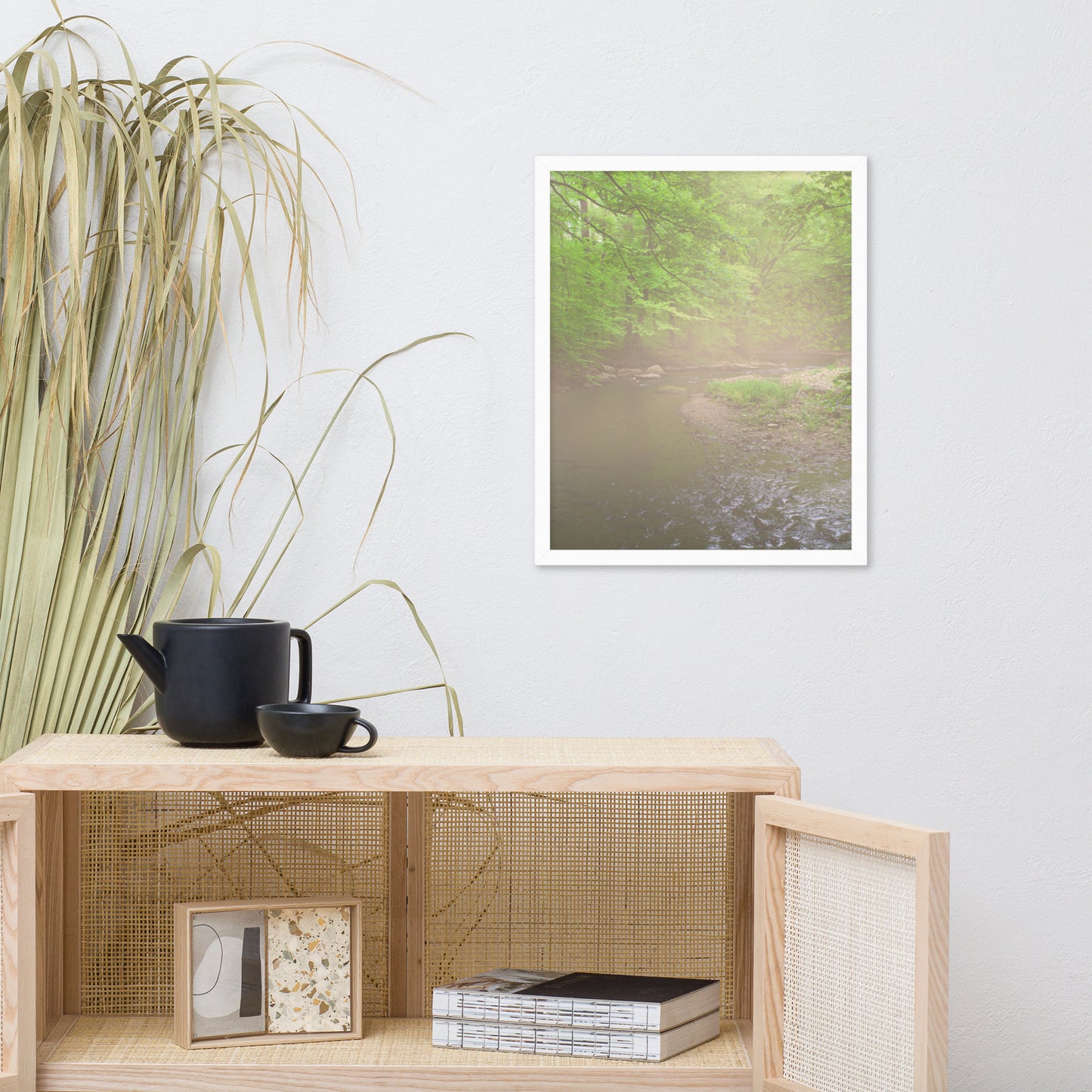 Early Morning Fog on the River Landscape Framed Photo Wall Art Prints