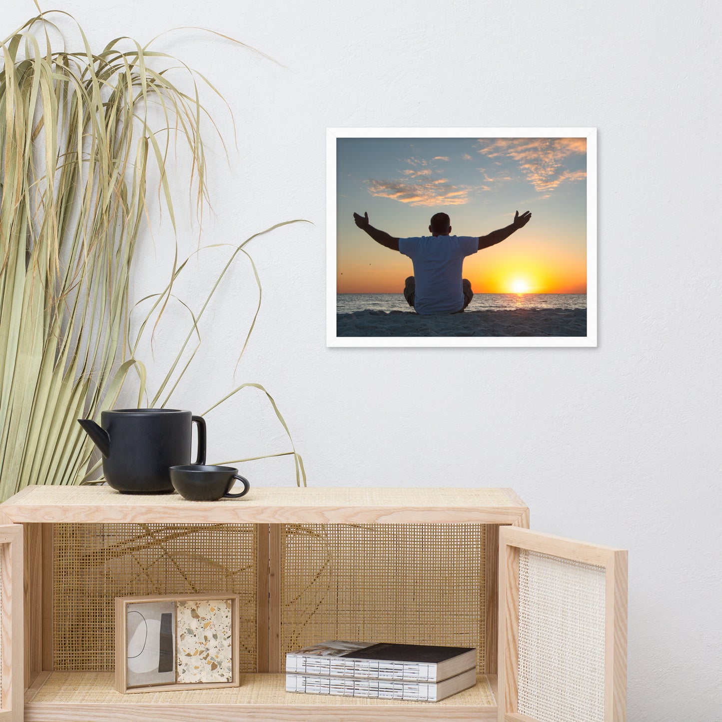 Embrace The Light Sunset Coastal Landscape Photo Framed Wall Art Print
