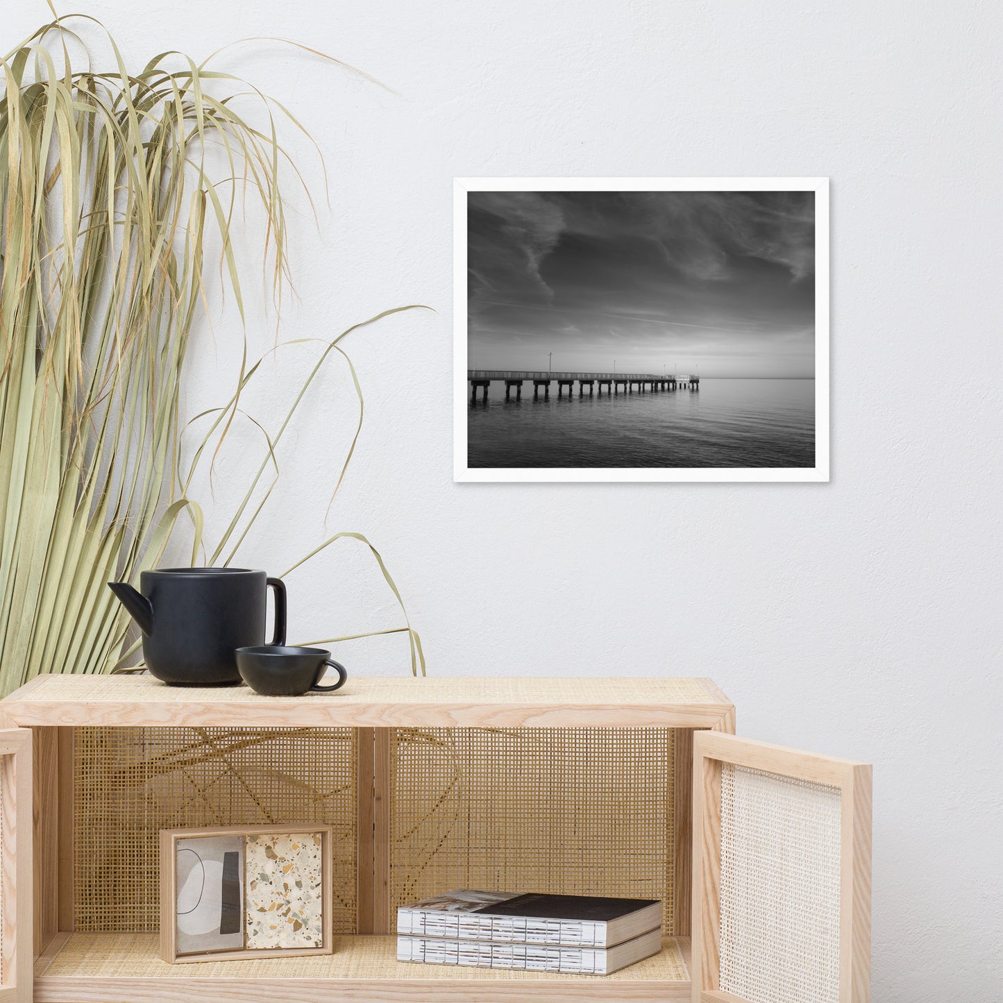 End of the Pier Black and White Framed Photo Wall Art Prints