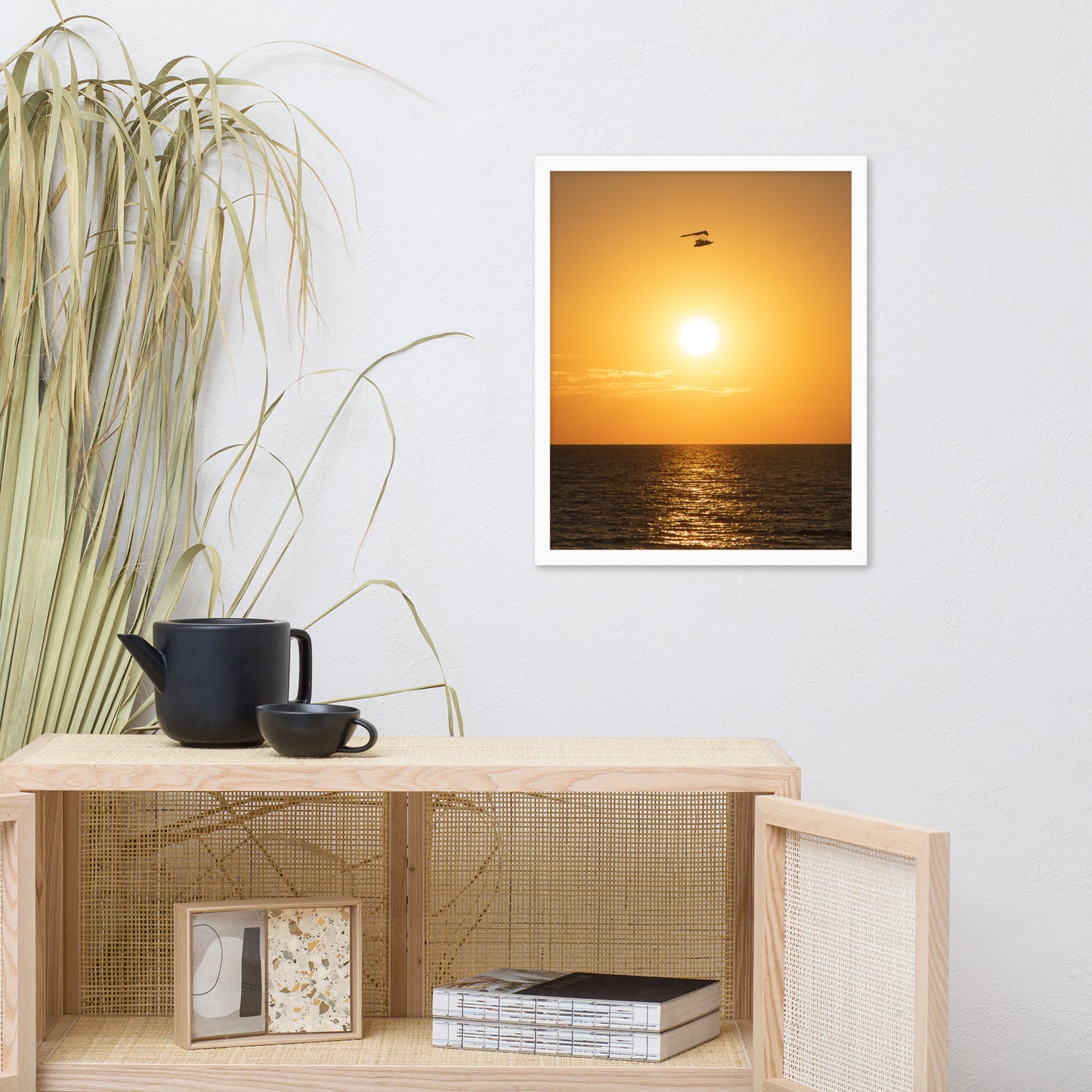 Flying High at Sunset Coastal Landscape Photo Framed Wall Art Print