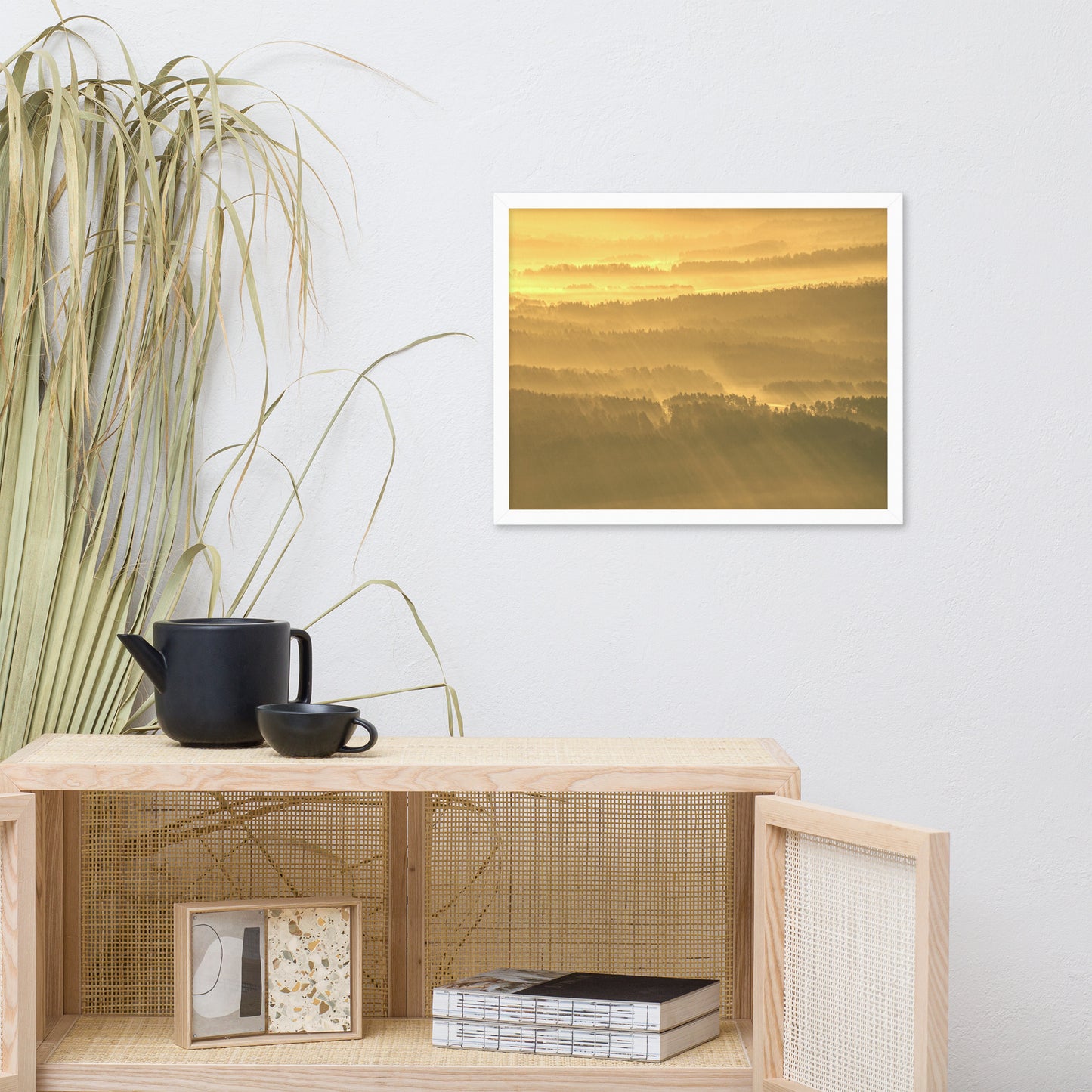 Golden Mist Valley - Hills & Mountain Range Framed Photo Paper Wall Art Prints