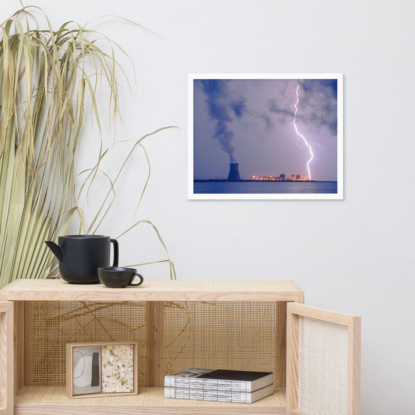 Lightning and Salem Power Plant 2 Urban Landscape Photo Framed Wall Art Print