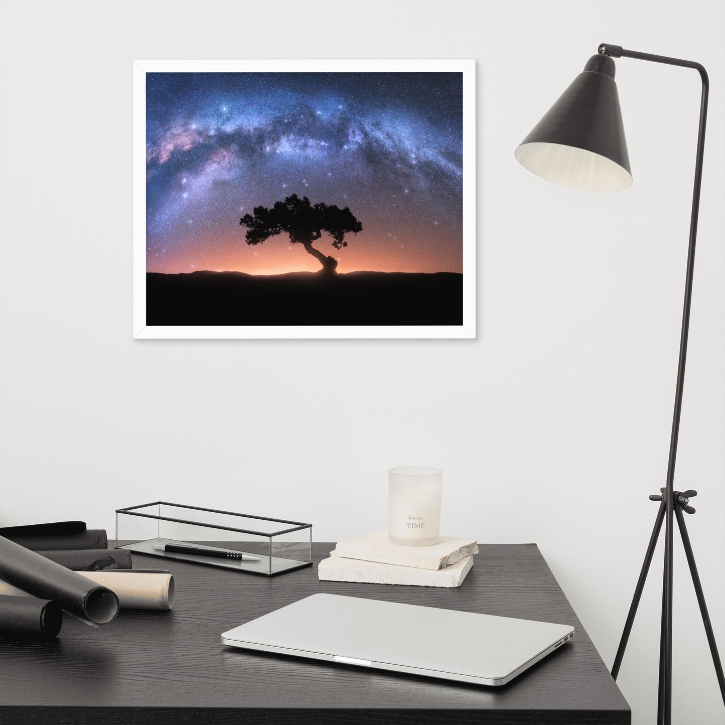 Solitary Sentinel Milky Way Arch and Tree Night Galaxy Framed Wall Art Prints