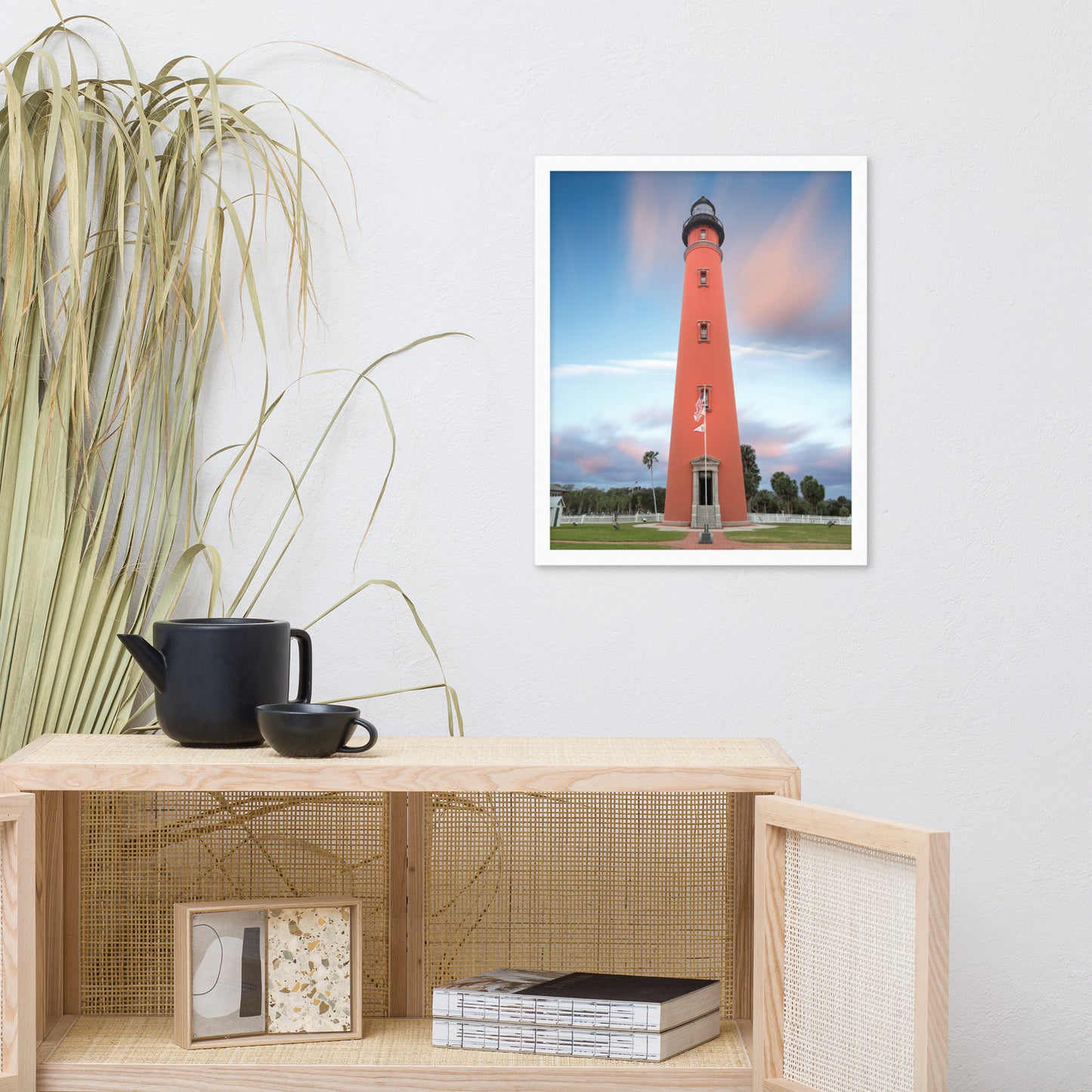 Ponce De Leon Lighthouse and Sunset Landscape Photo Framed Wall Art Print