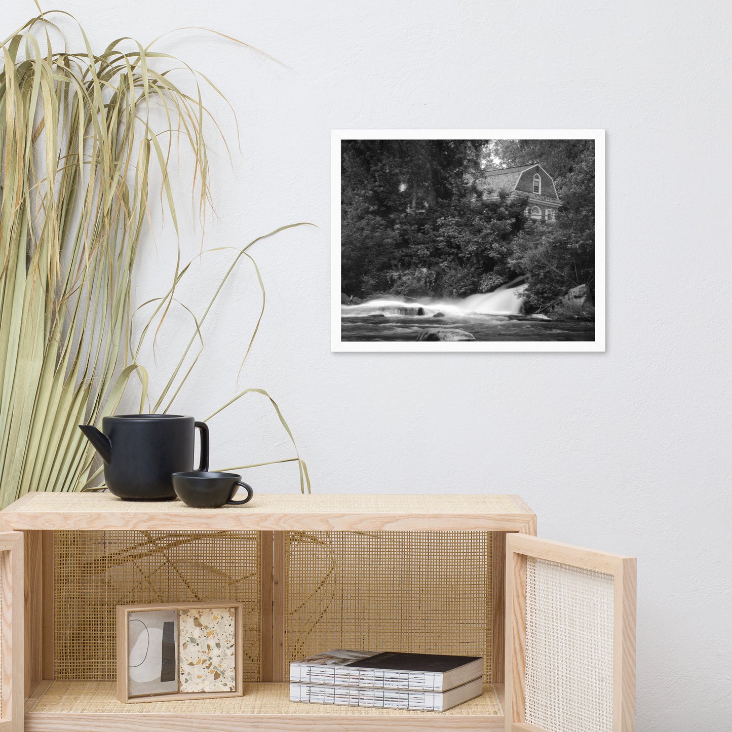 The Brandywine River and First Presbyterian Church Black & White Framed Photo Paper Wall Art Prints
