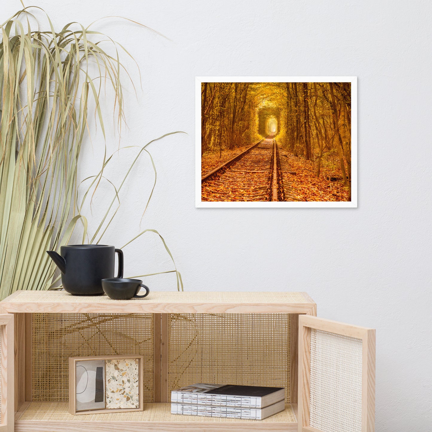 Ukraine Forest Railway Tunnel of Love Landscape Photo Framed Wall Art Print