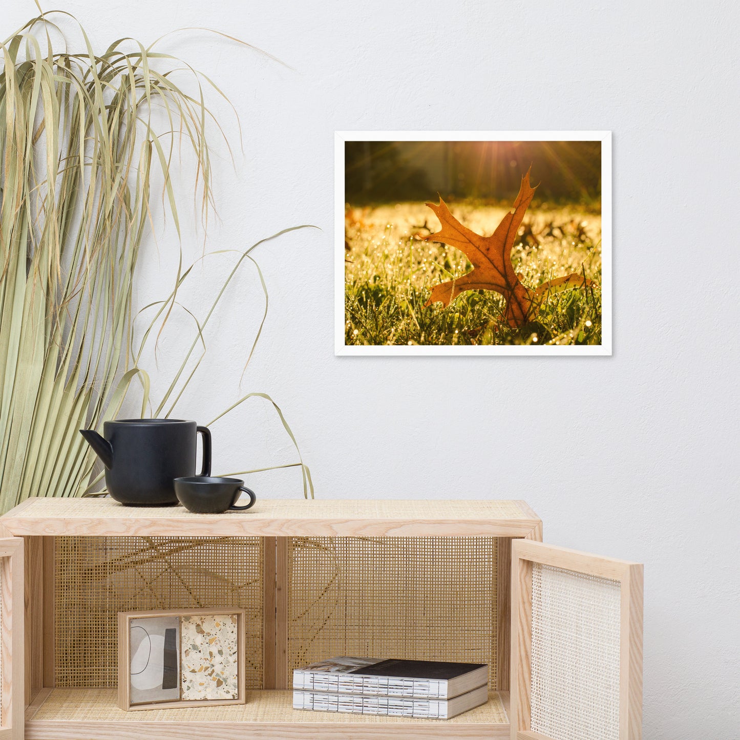 Fall Leaf in Morning Sun Botanical Nature Photo Framed Wall Art Print