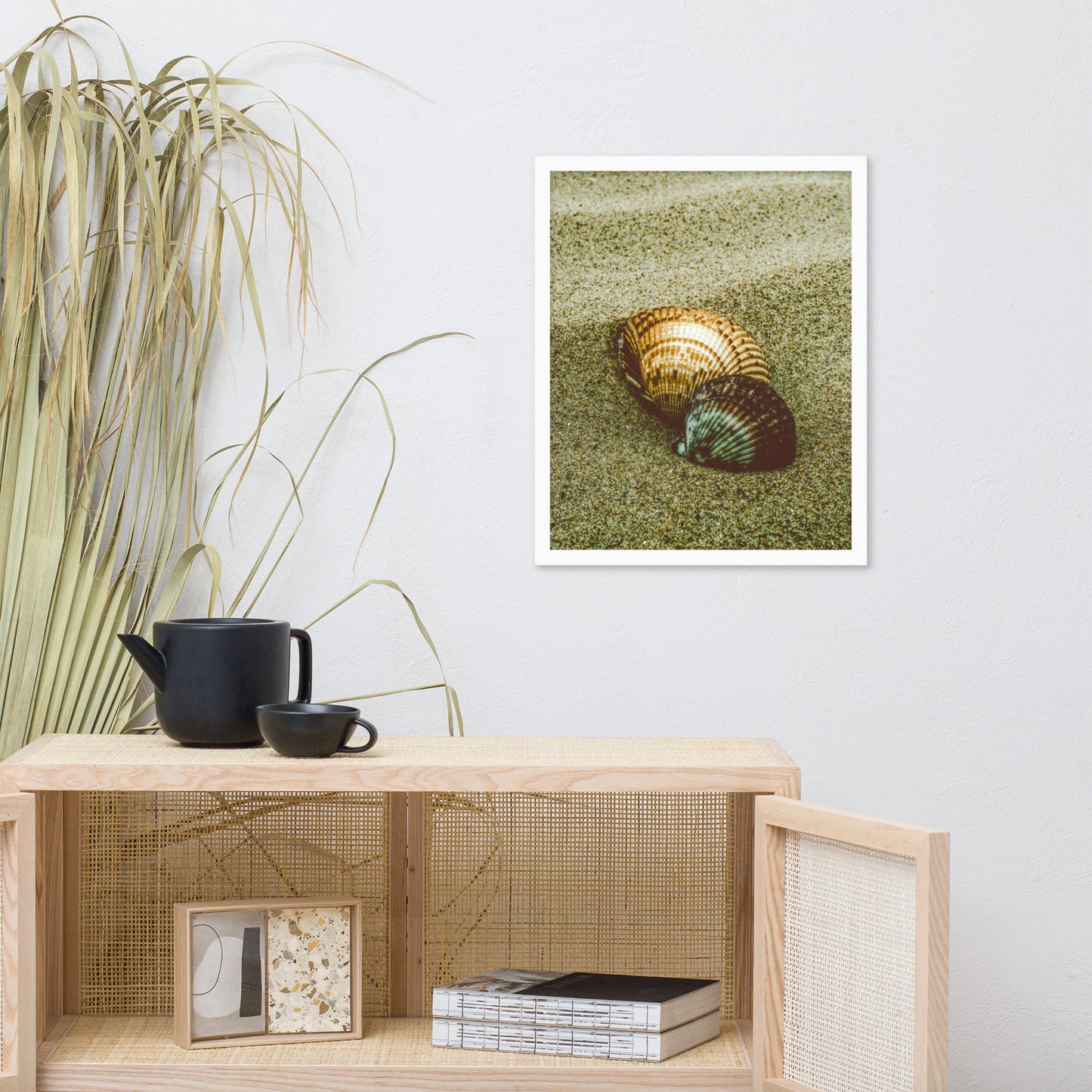 Dreamy Beach Sea Shells Coastal Nature Photo Framed Wall Art Print