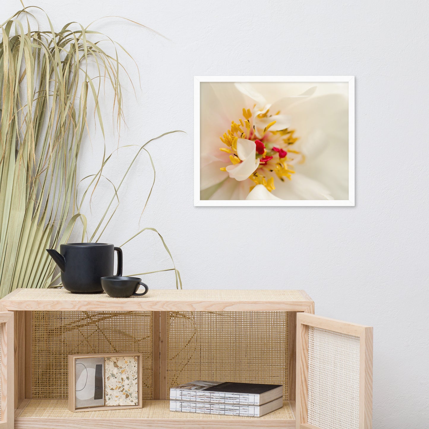 Eye of Peony Floral Nature Photo Framed Wall Art Print