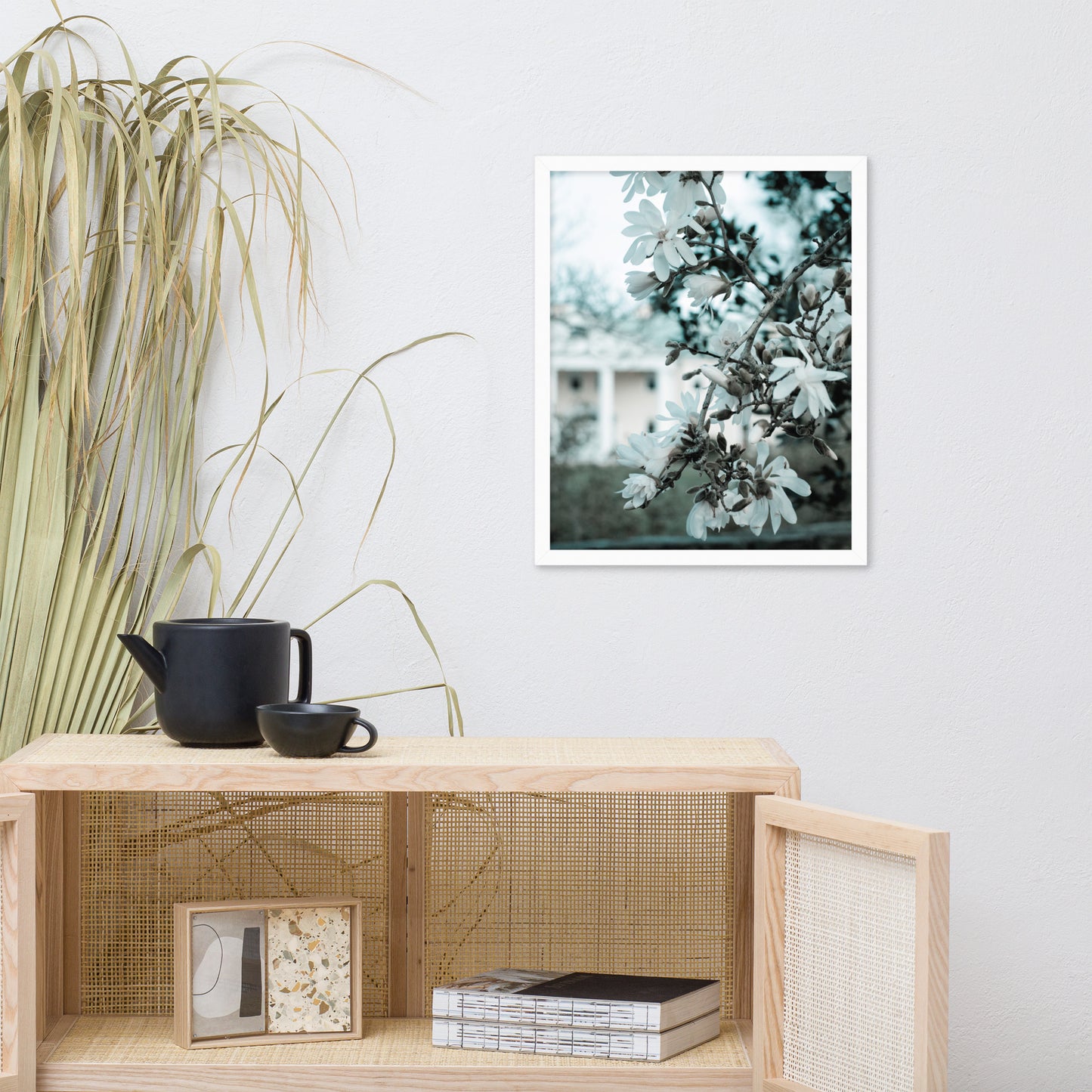 Mansion Blooms Floral Landscape Photo Framed Wall Art Print