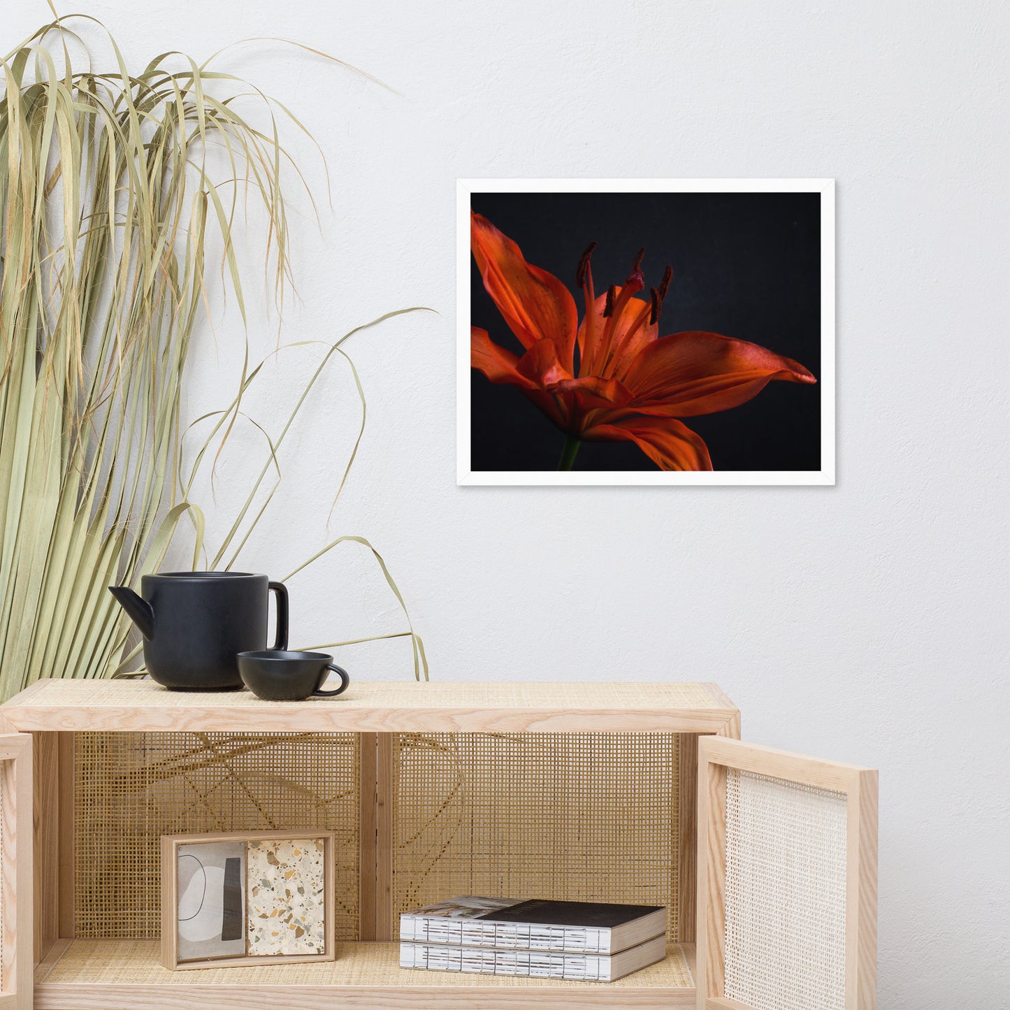 Orange Lily with Back light Floral Nature Photo Framed Wall Art Print