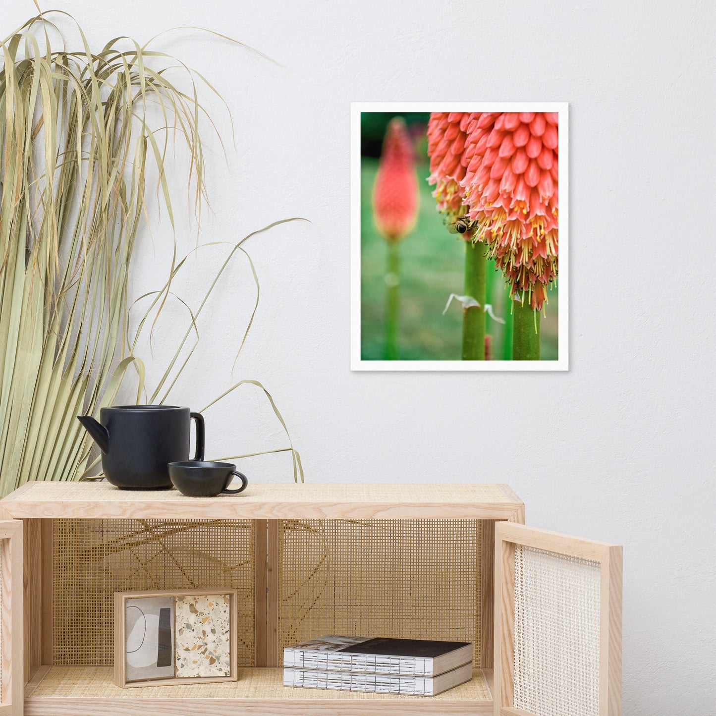 Red Hot Pokers Floral Nature Photo Framed Wall Art Print