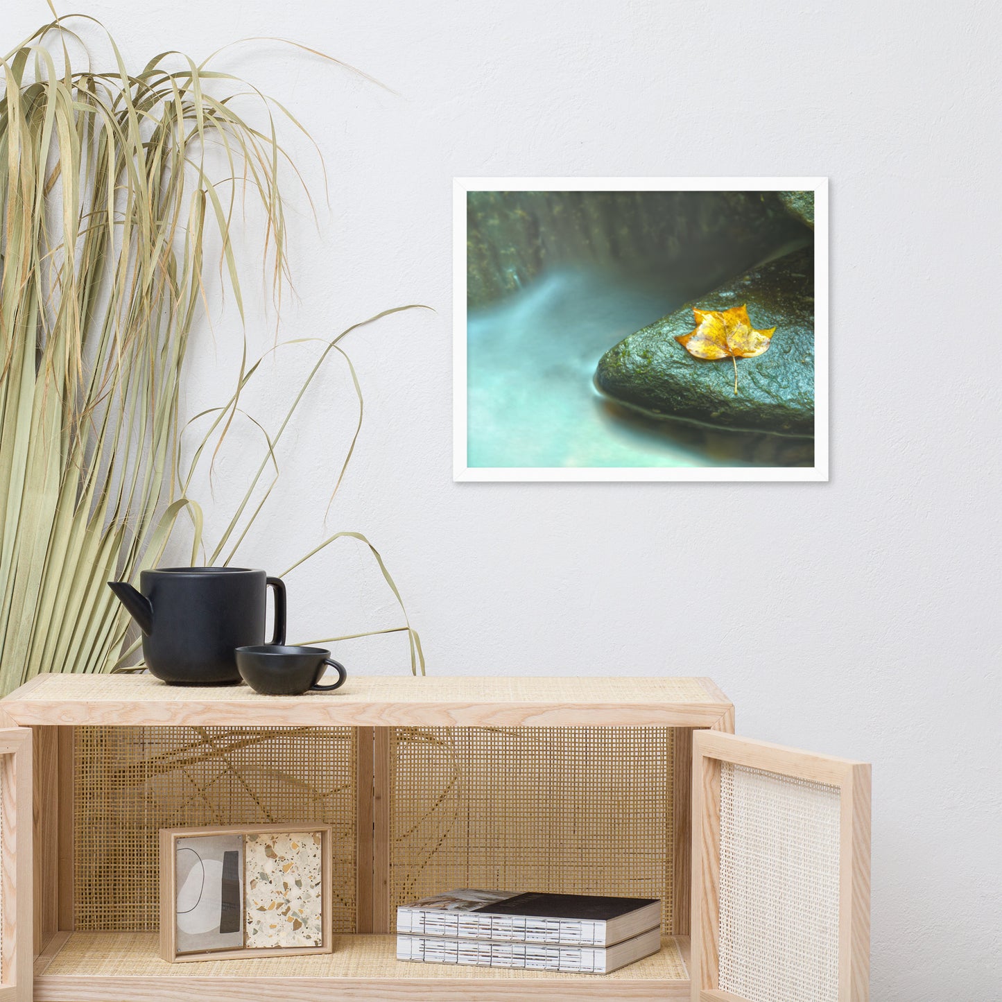 Misty Leaf Botanical Nature Photo Framed Wall Art Print