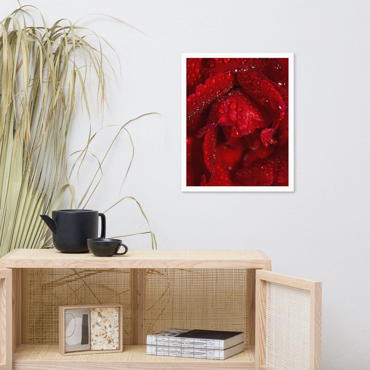 Royal Red Rose Floral Nature Photo Framed Wall Art Print