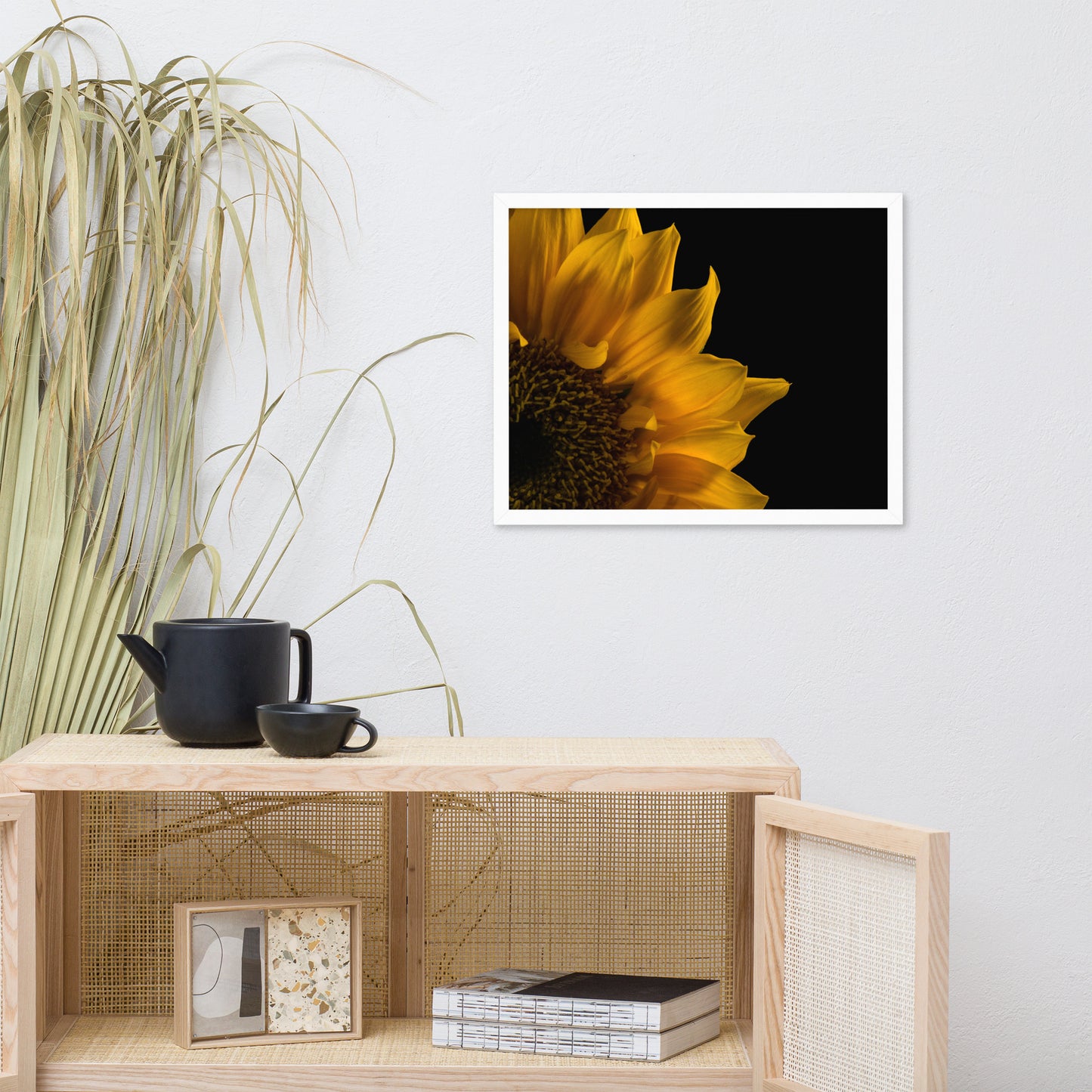 Sunflower in Corner Floral Nature Photo Framed Wall Art Print