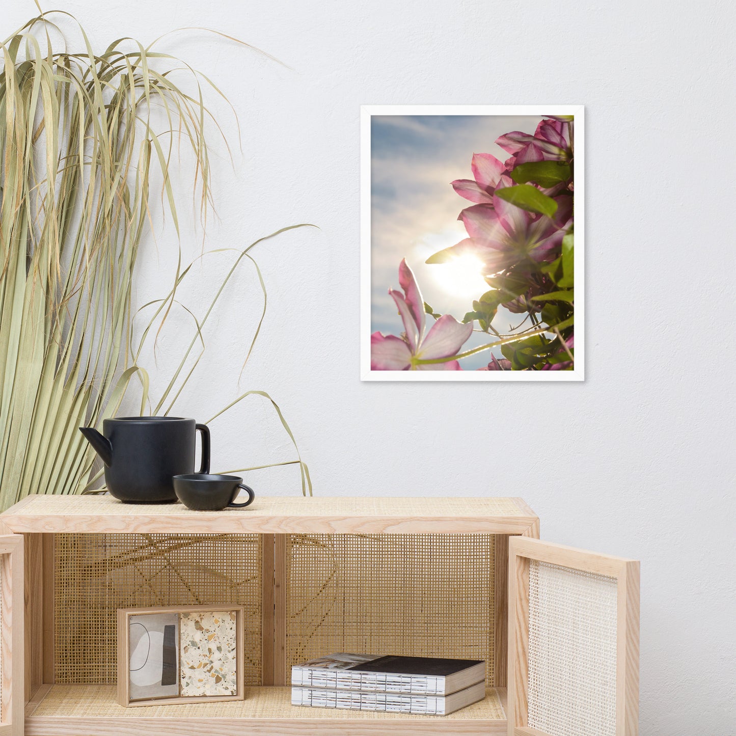 Towering Clematis Floral Nature Photo Framed Wall Art Print
