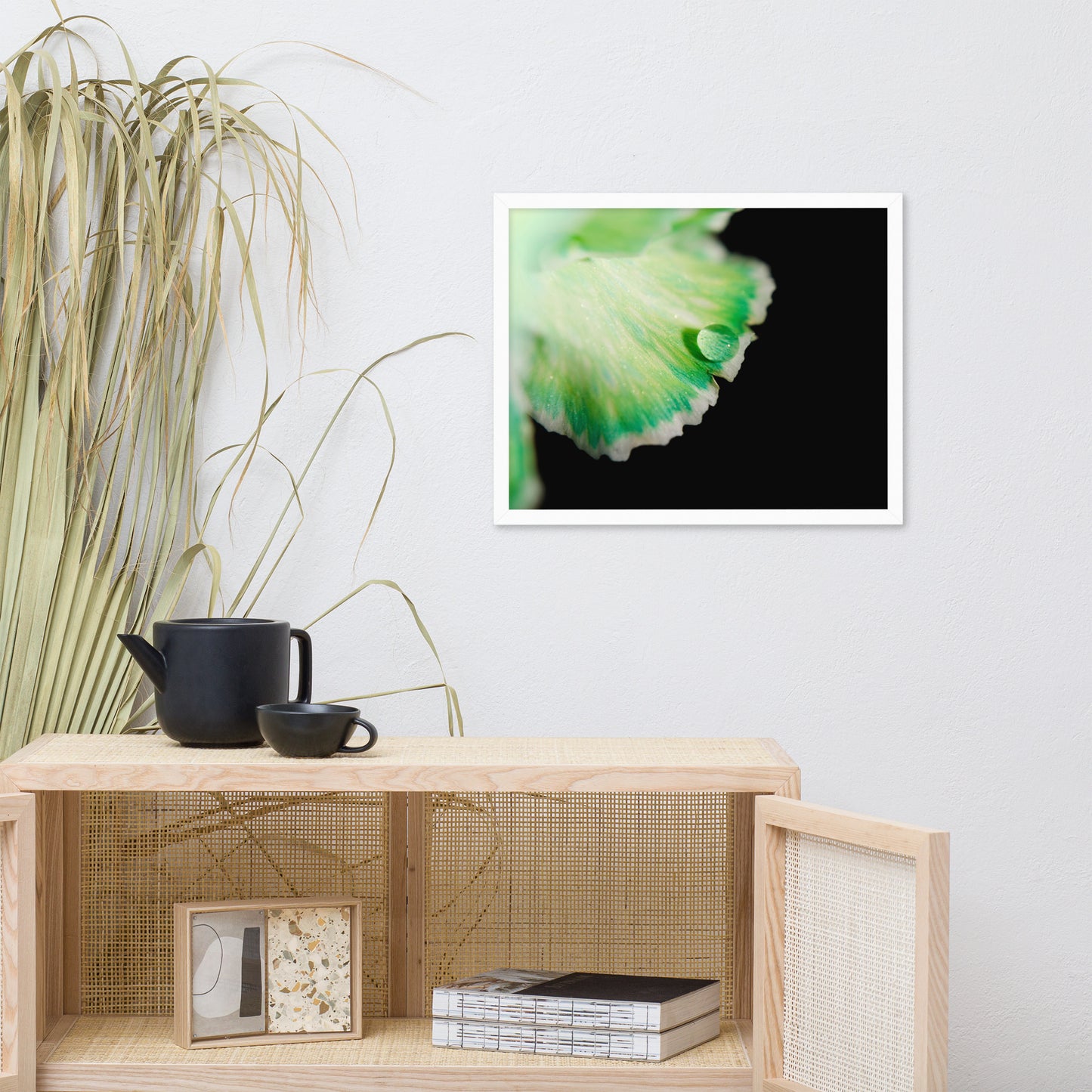Water Droplet on Carnation Petal Floral Nature Photo Framed Wall Art Print